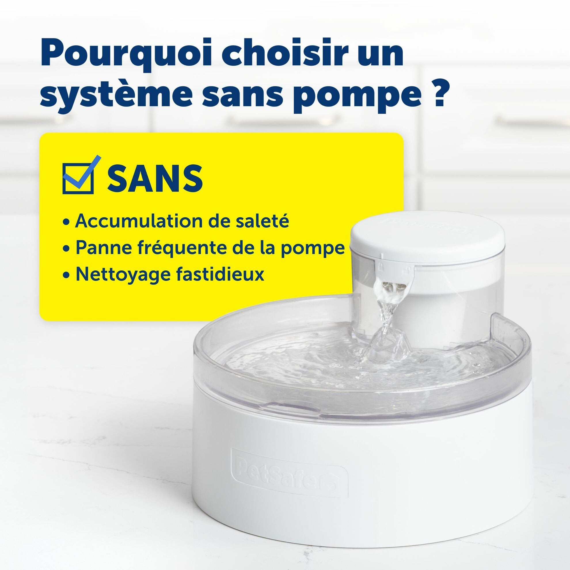 Outlast pump-free water fountain with dual filtration