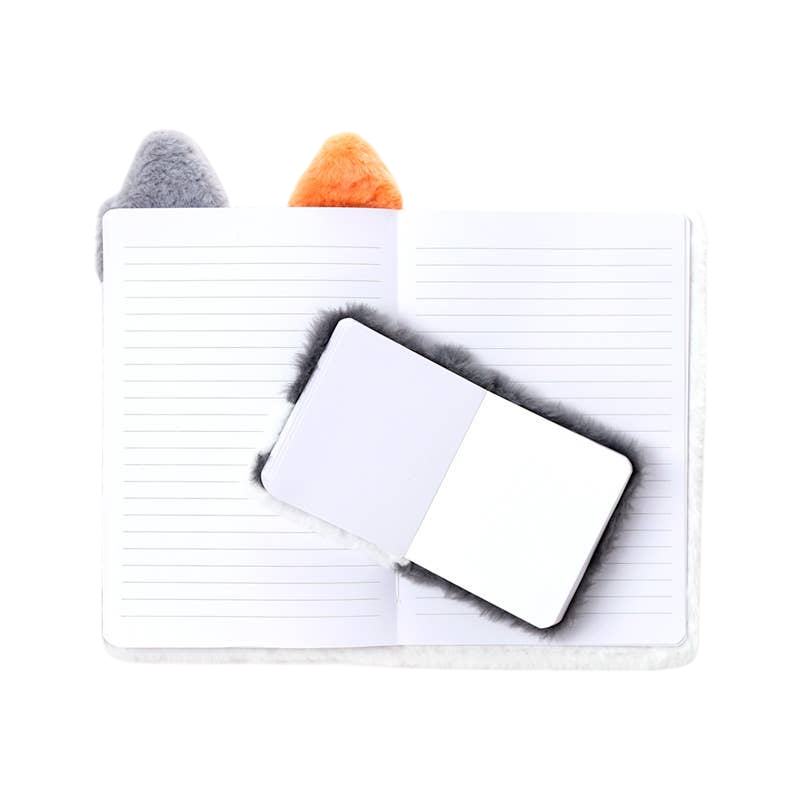 Lola the Cat plush notebook with pocket and mini notebook