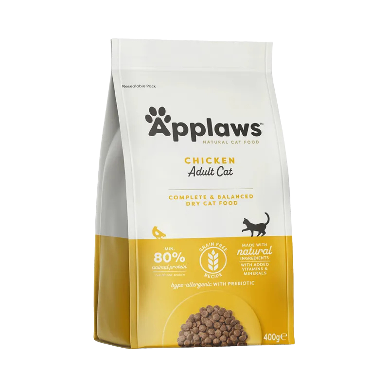 Chicken-flavored kibble for adult cats