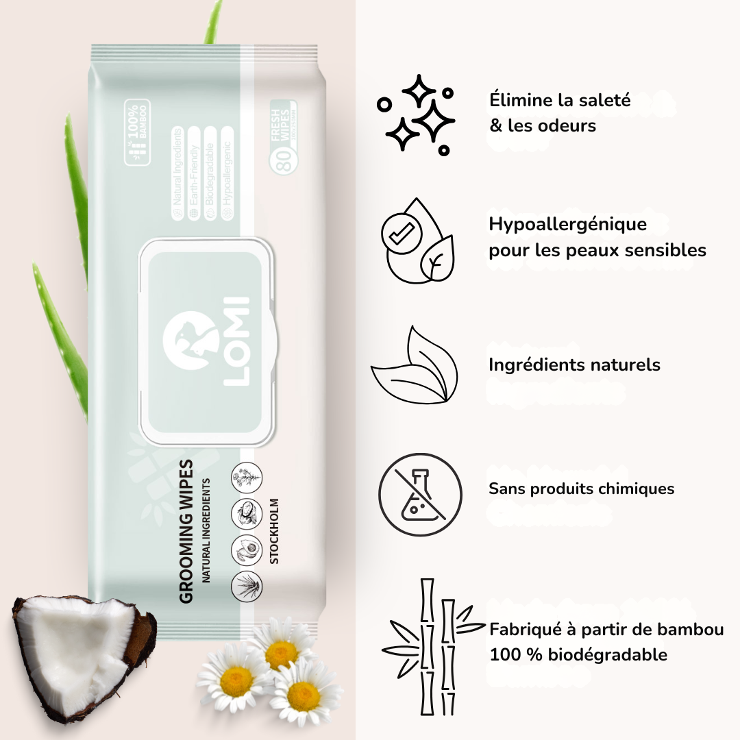 Natural bamboo grooming wipes