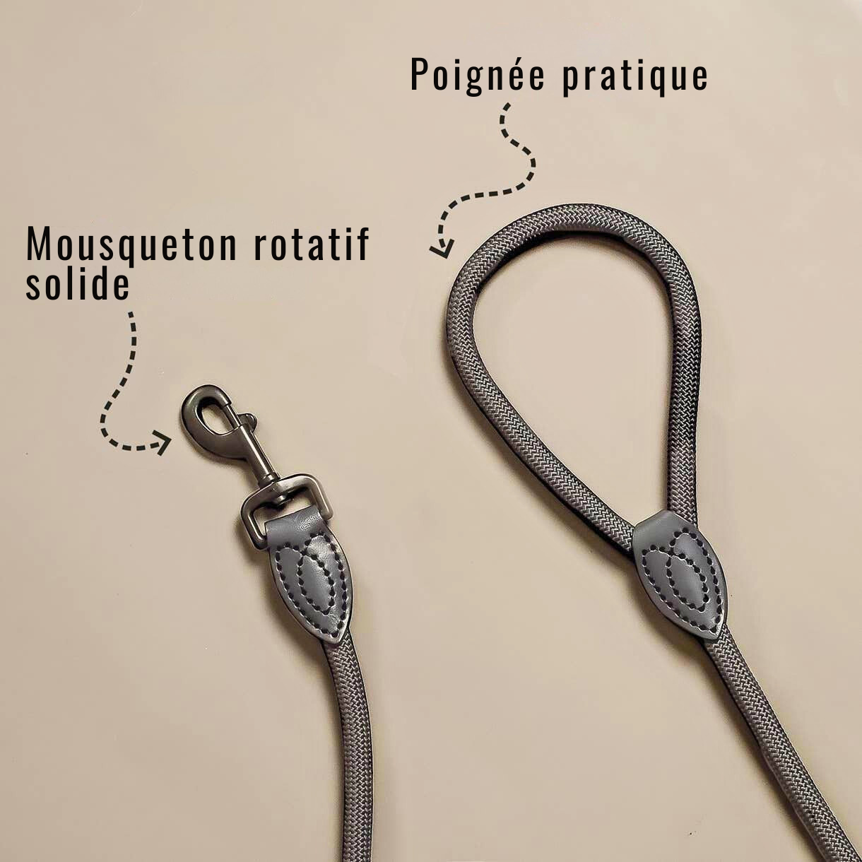 Leash made of polyamide and leather