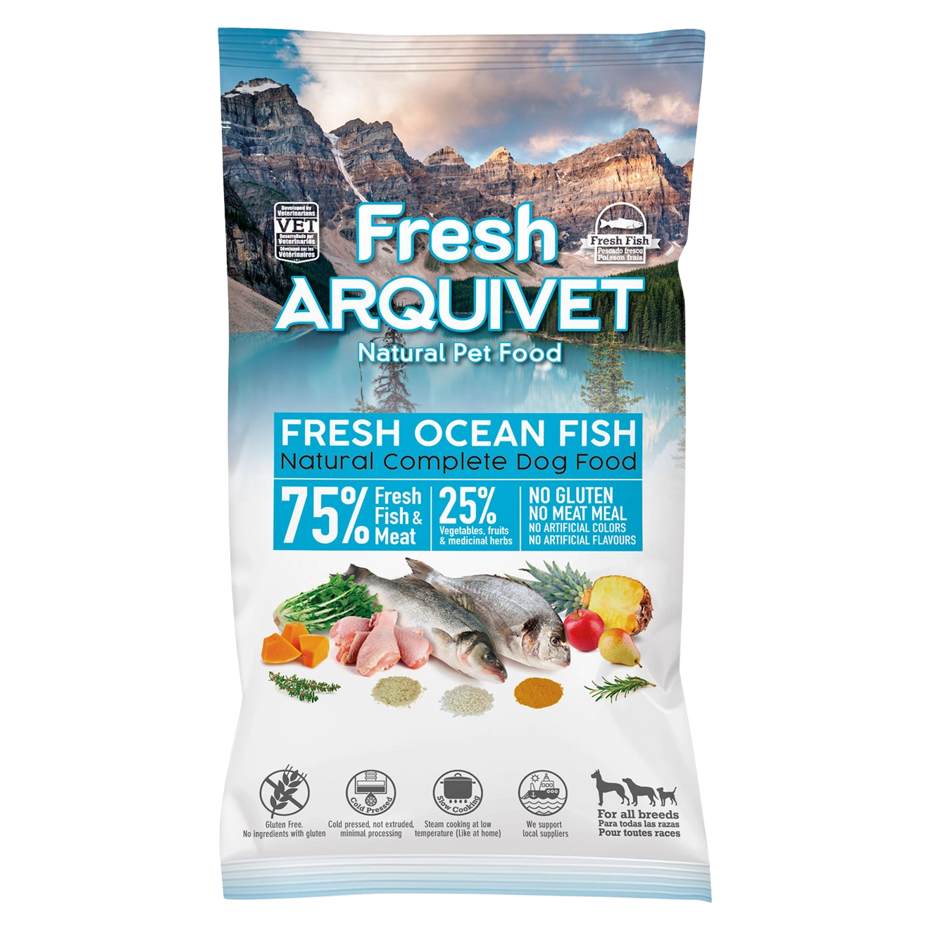 Semi-moist kibble made with fresh sea fish
