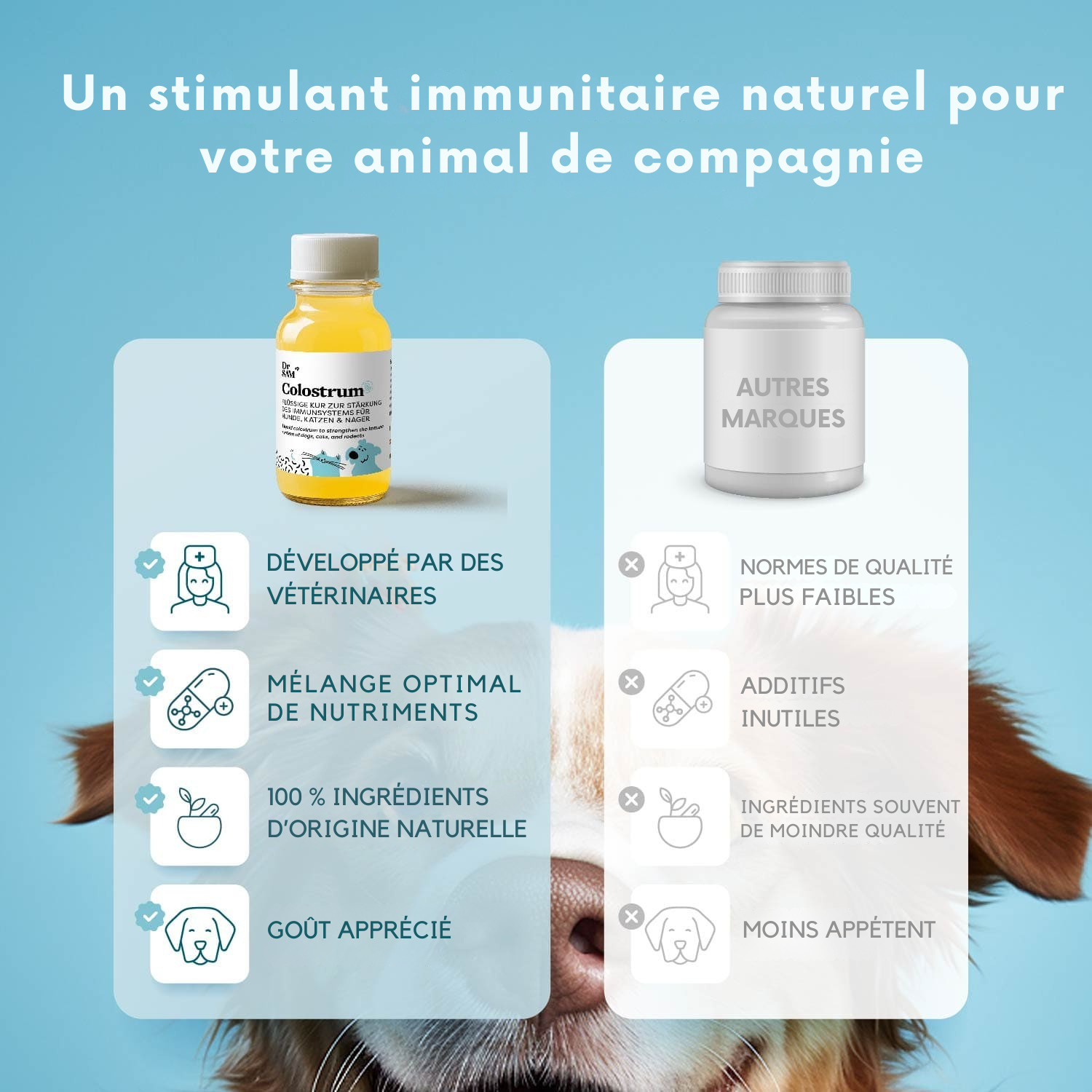 Liquid colostrum for dogs and cats