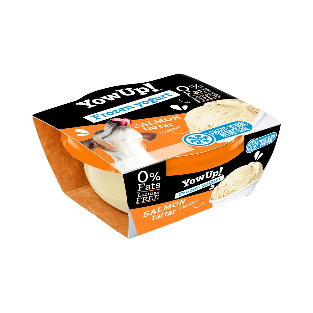 Lactose-free yogurt for freezing, salmon tartare flavor for dogs and cats