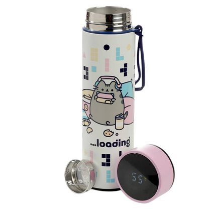 Pusheen Gaming insulated water bottle with digital thermometer