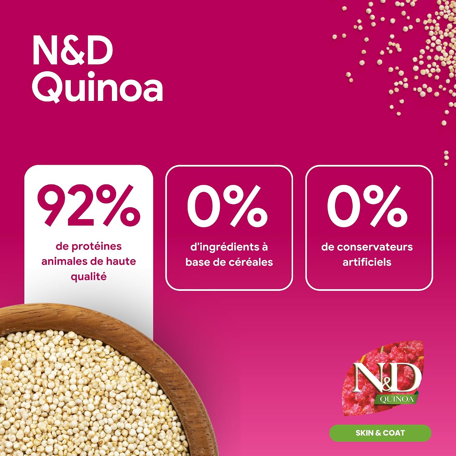 N&amp;D Quinoa Skin &amp; Coat for adult miniature and quail dogs, 800g