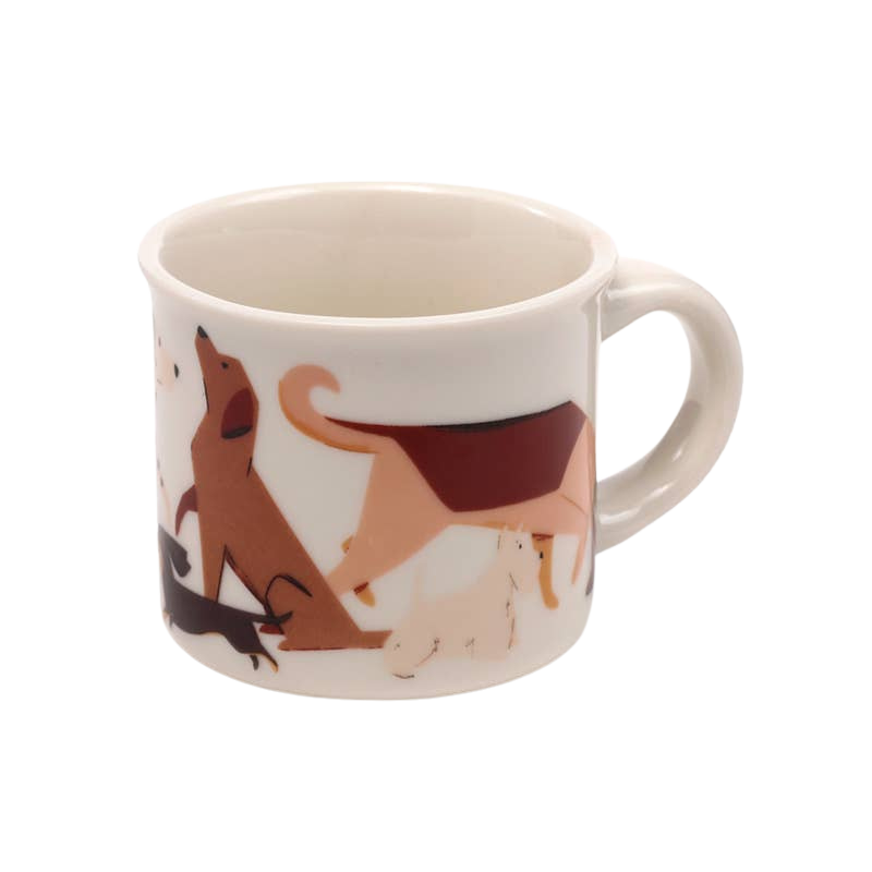Set of 2 dog-patterned espresso cups