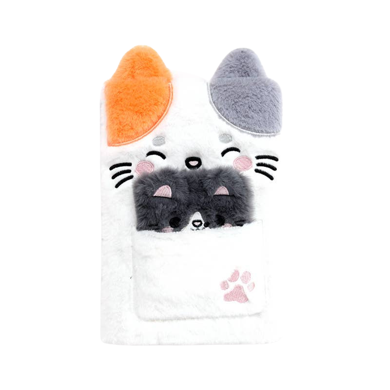 Lola the Cat plush notebook with pocket and mini notebook