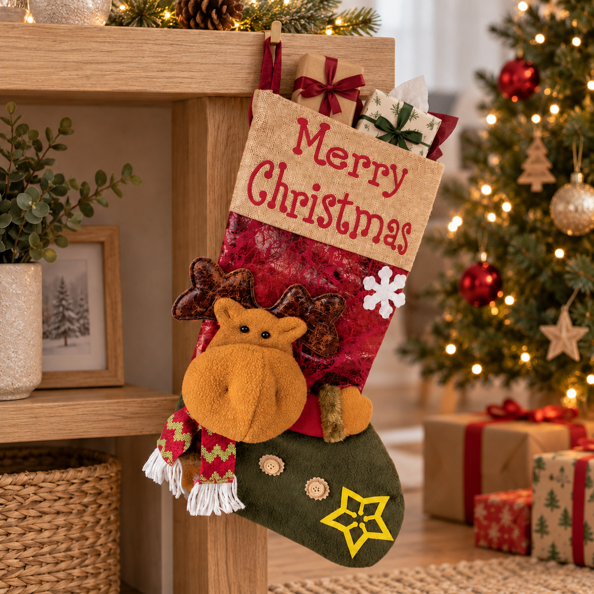 Christmas stocking to fill with reindeer design