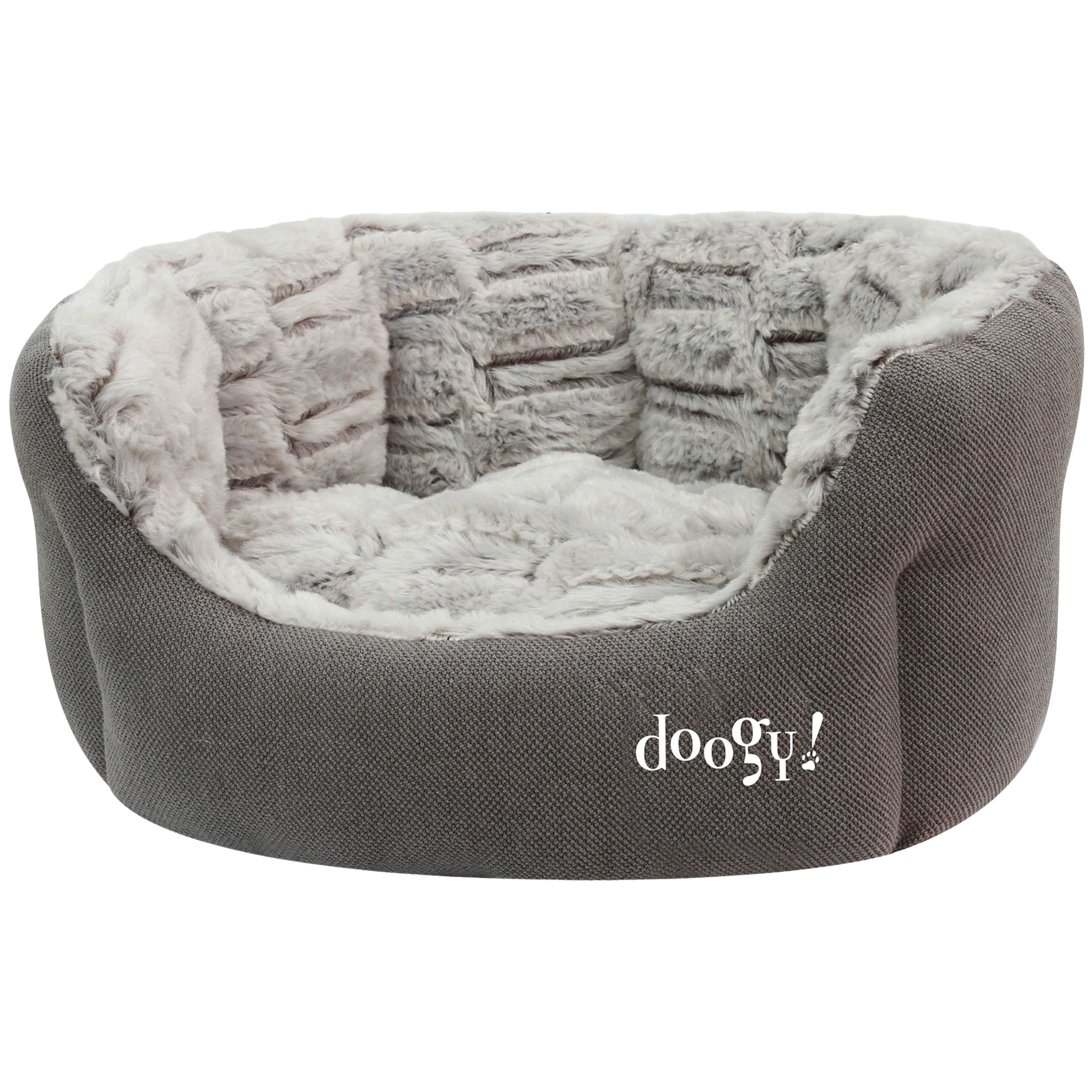 Soft oval basket with faux fur