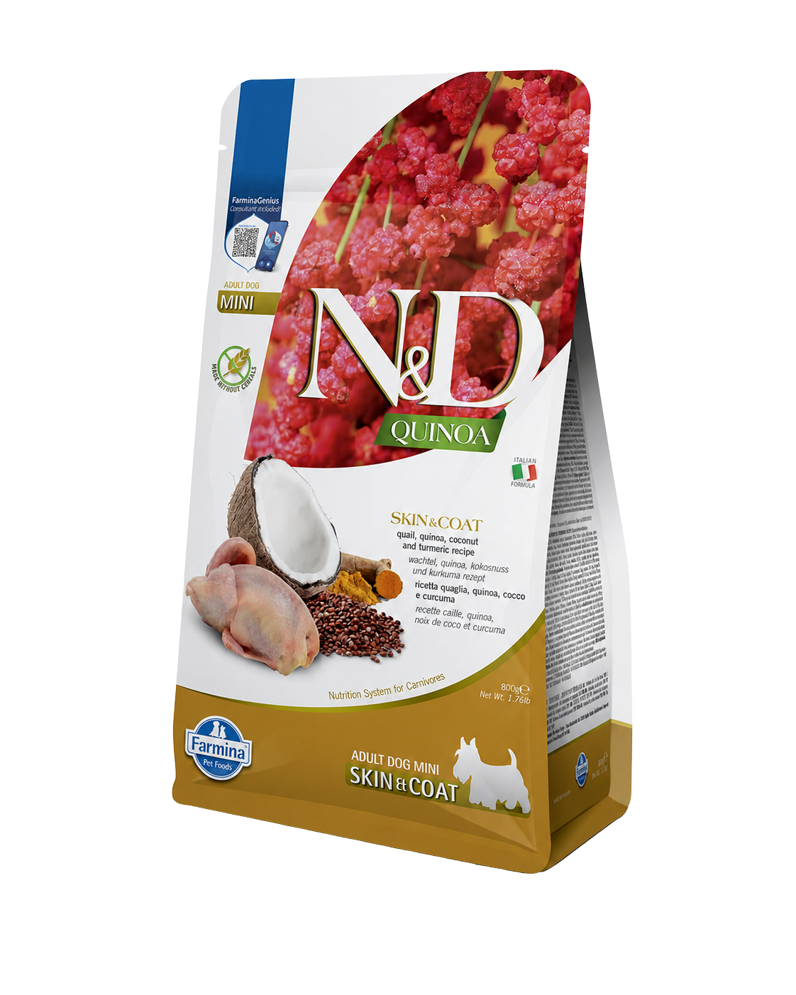 N&amp;D Quinoa Skin &amp; Coat for adult miniature and quail dogs, 800g