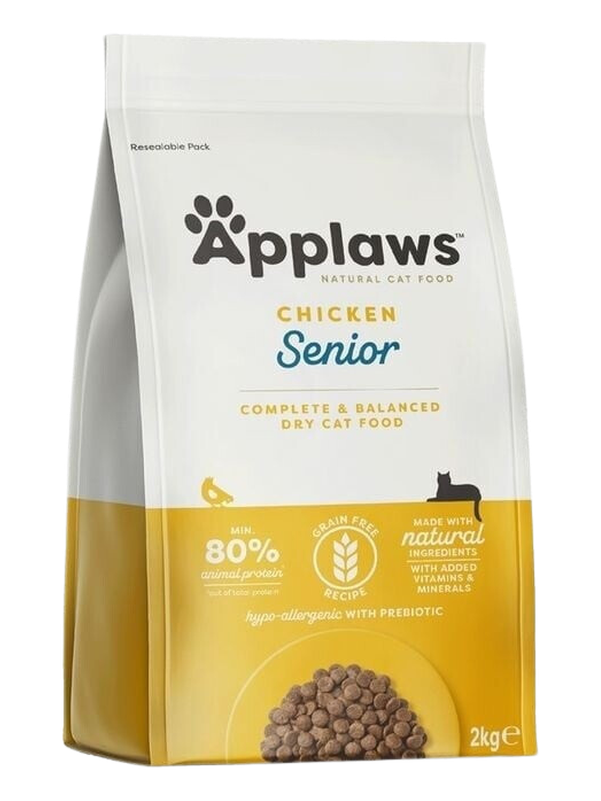 Chicken-flavored cat food for senior cats