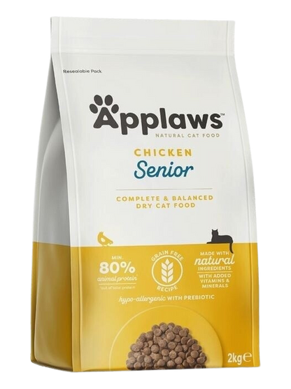 Chicken-flavored cat food for senior cats