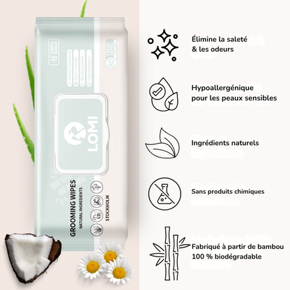 Natural bamboo grooming wipes