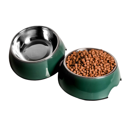 Set of 2 melamine and stainless steel bowls