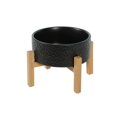Stoneware bowl with bamboo stand