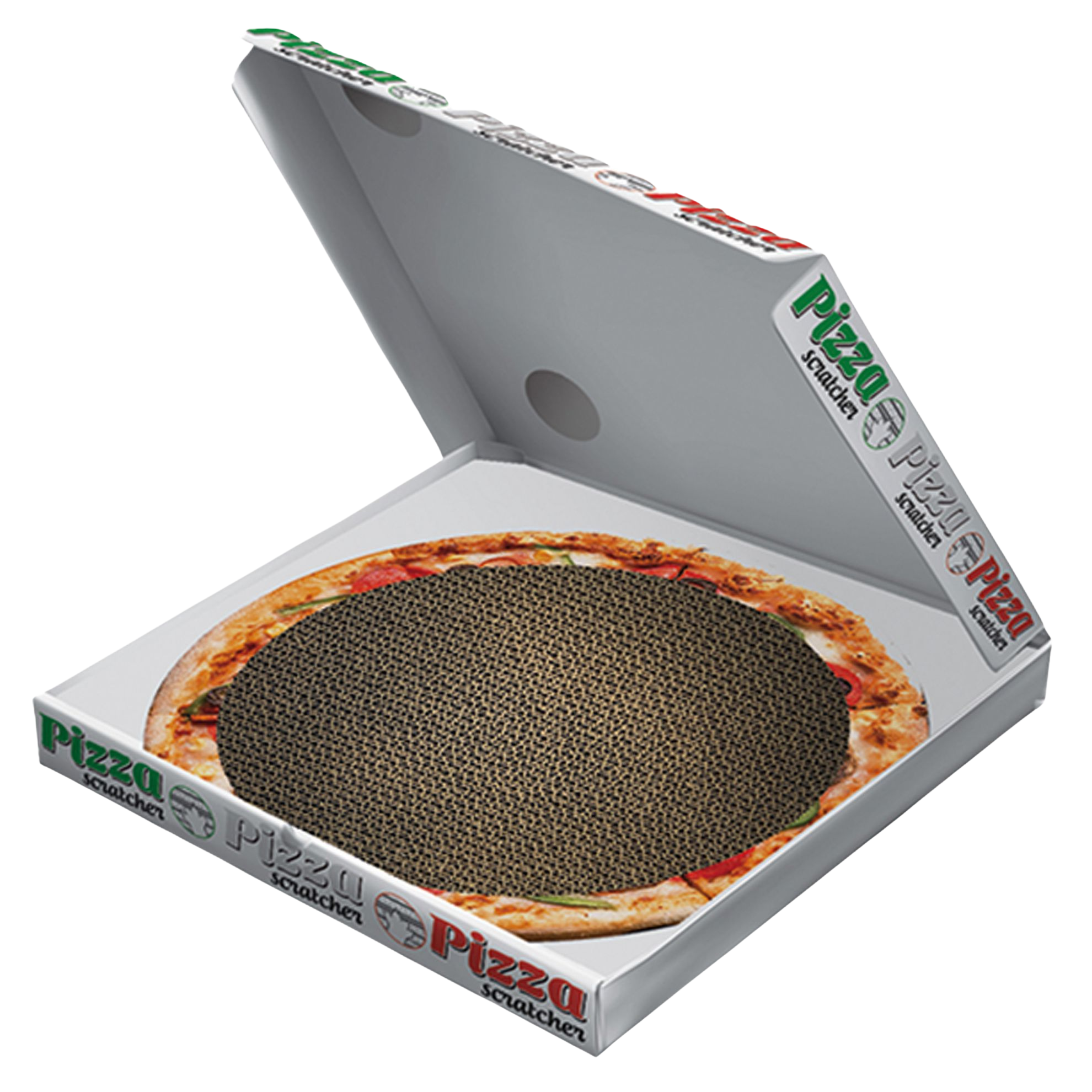Cardboard pizza box scratcher for cats