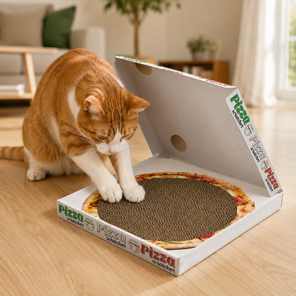 Cardboard pizza box scratcher for cats