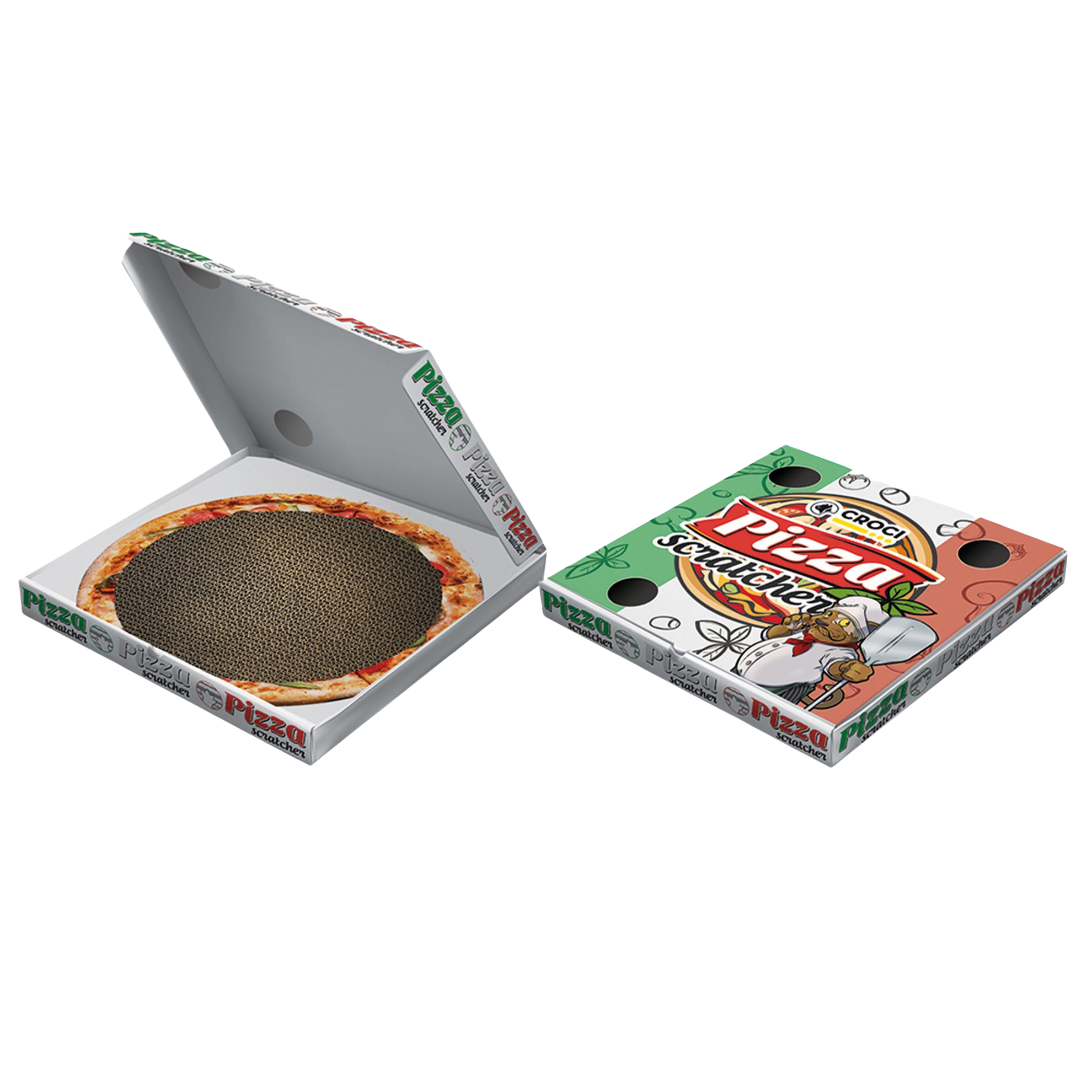 Cardboard pizza box scratcher for cats