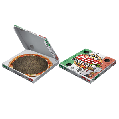 Cardboard pizza box scratcher for cats