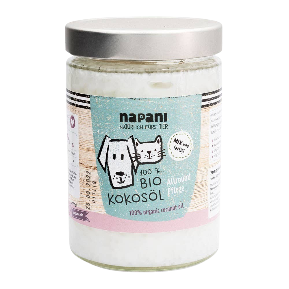 Organic cold-pressed coconut oil for dogs and cats