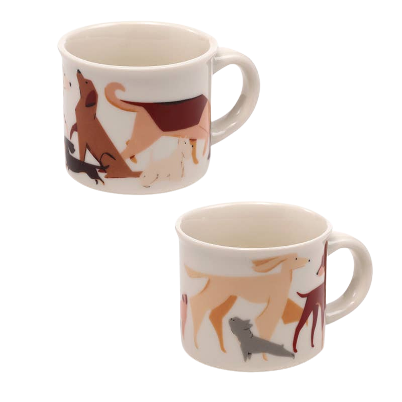 Set of 2 dog-patterned espresso cups