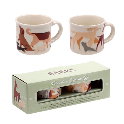 Set of 2 dog-patterned espresso cups