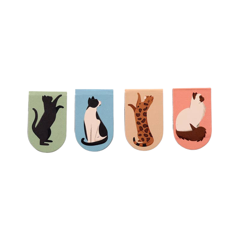 Set of 4 magnetic cat bookmarks