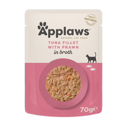 Tuna and shrimp fillet in broth for adult cats