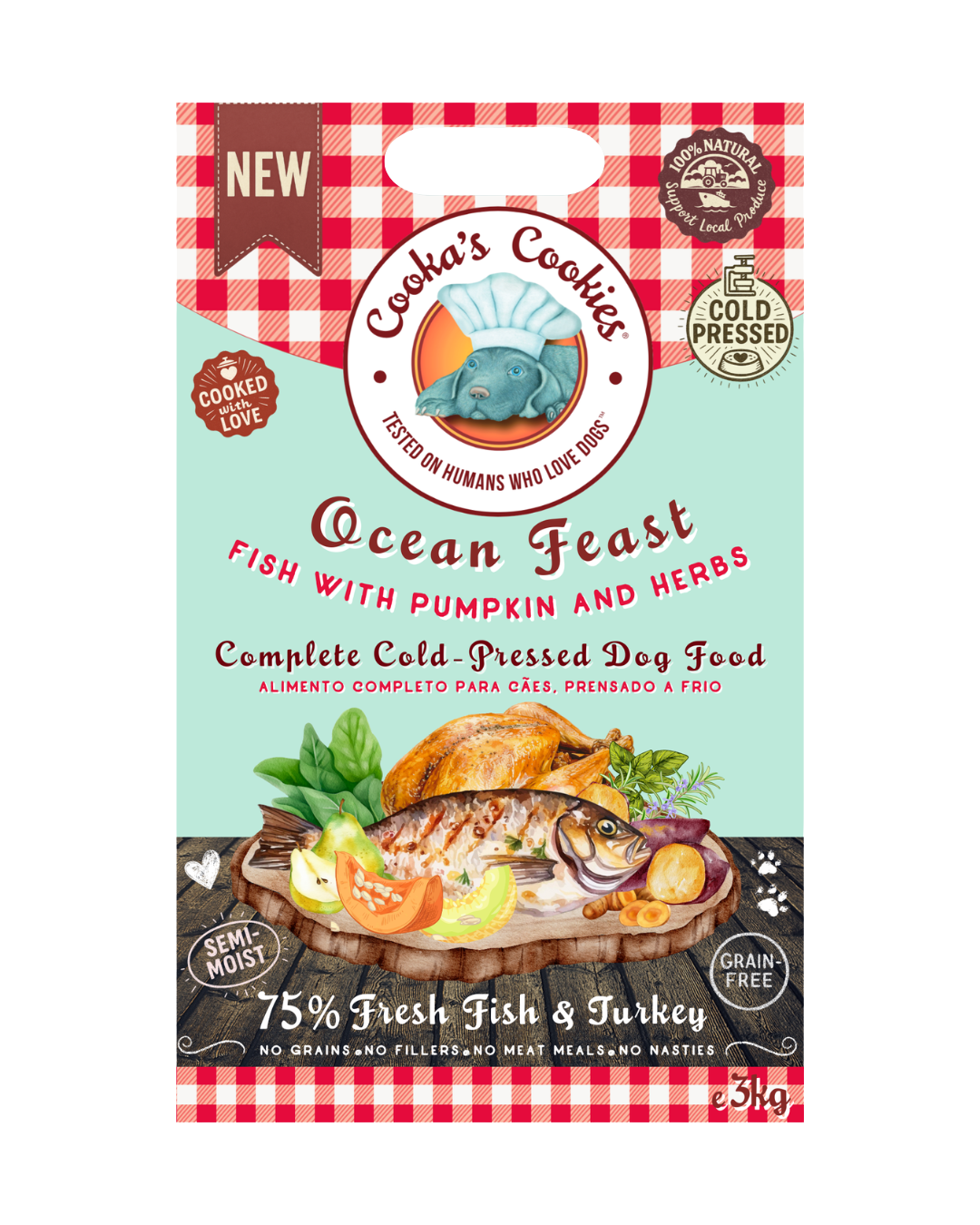 Ocean Feast semi-moist fish and turkey kibble