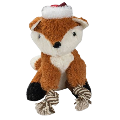 Plush Fox Dog Toy with Rope and Squeaker