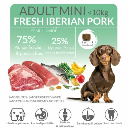 Semi-moist Iberian pork kibble for adult small dogs