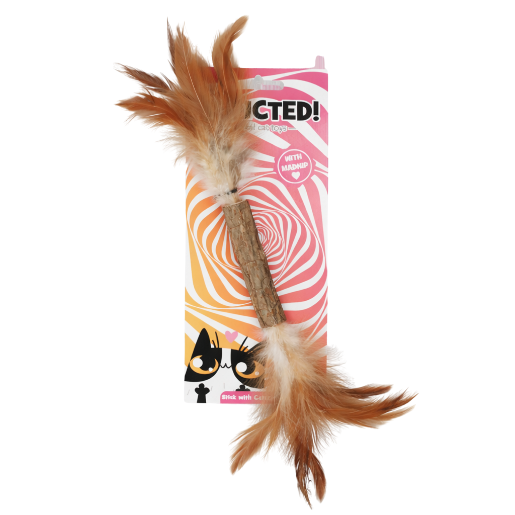 Matatabi stick toy with feathers