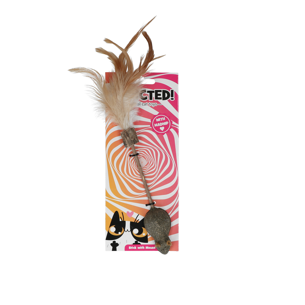 Catnip mouse and feather toy for cats