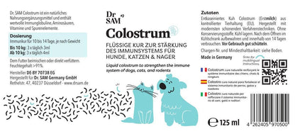 Liquid colostrum for dogs and cats