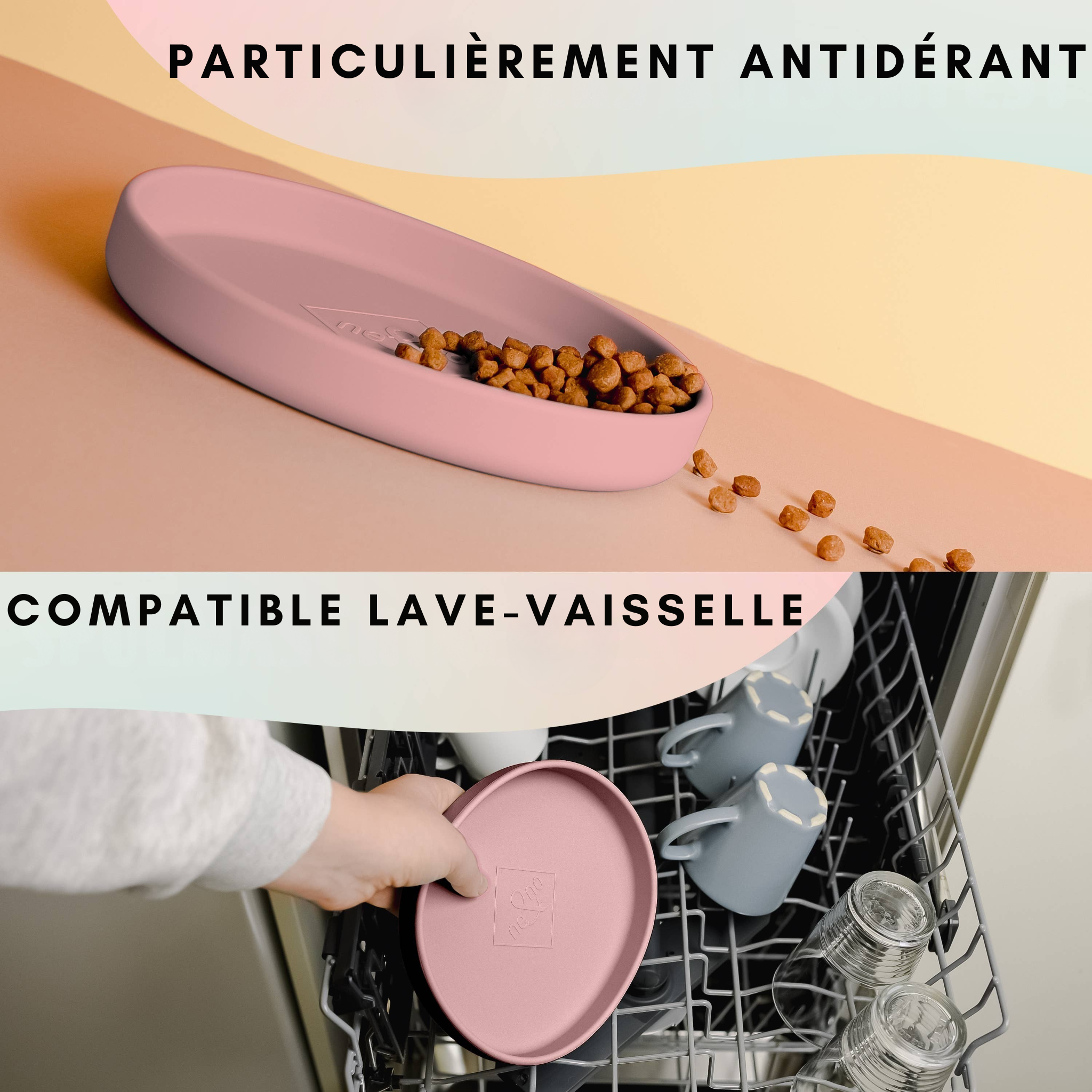 Flat silicone bowl