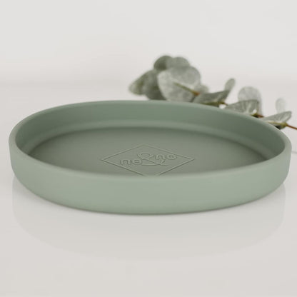 Flat silicone bowl