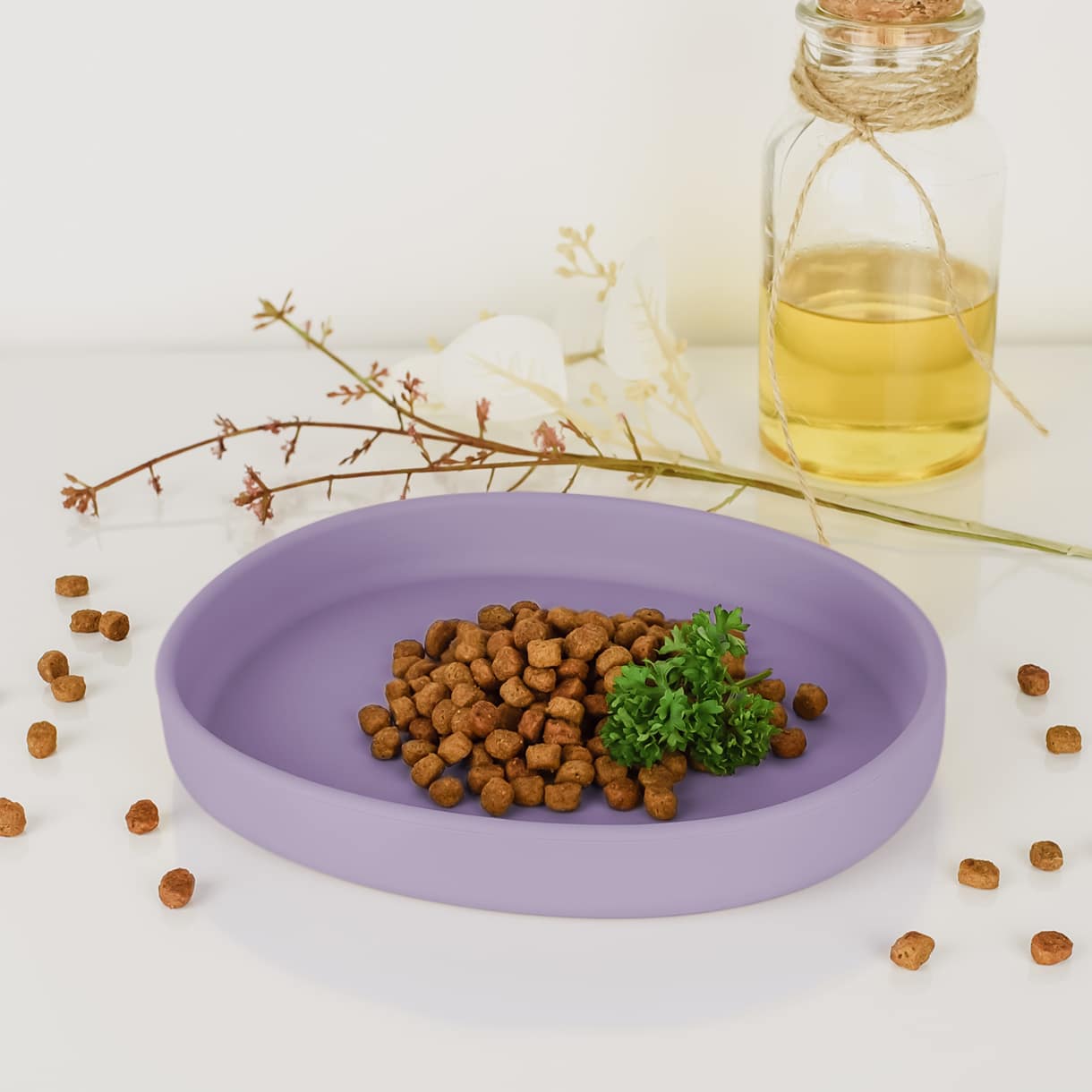 Flat silicone bowl