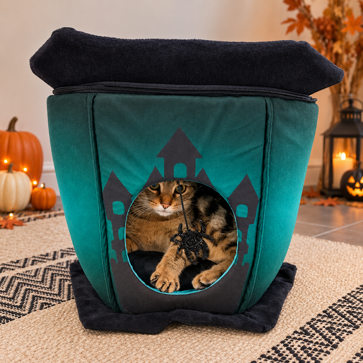 Manoir hanté phosphorescent pour chats et petits chiens