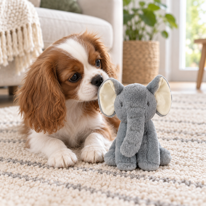 Recycled fabric elephant plush for dogs